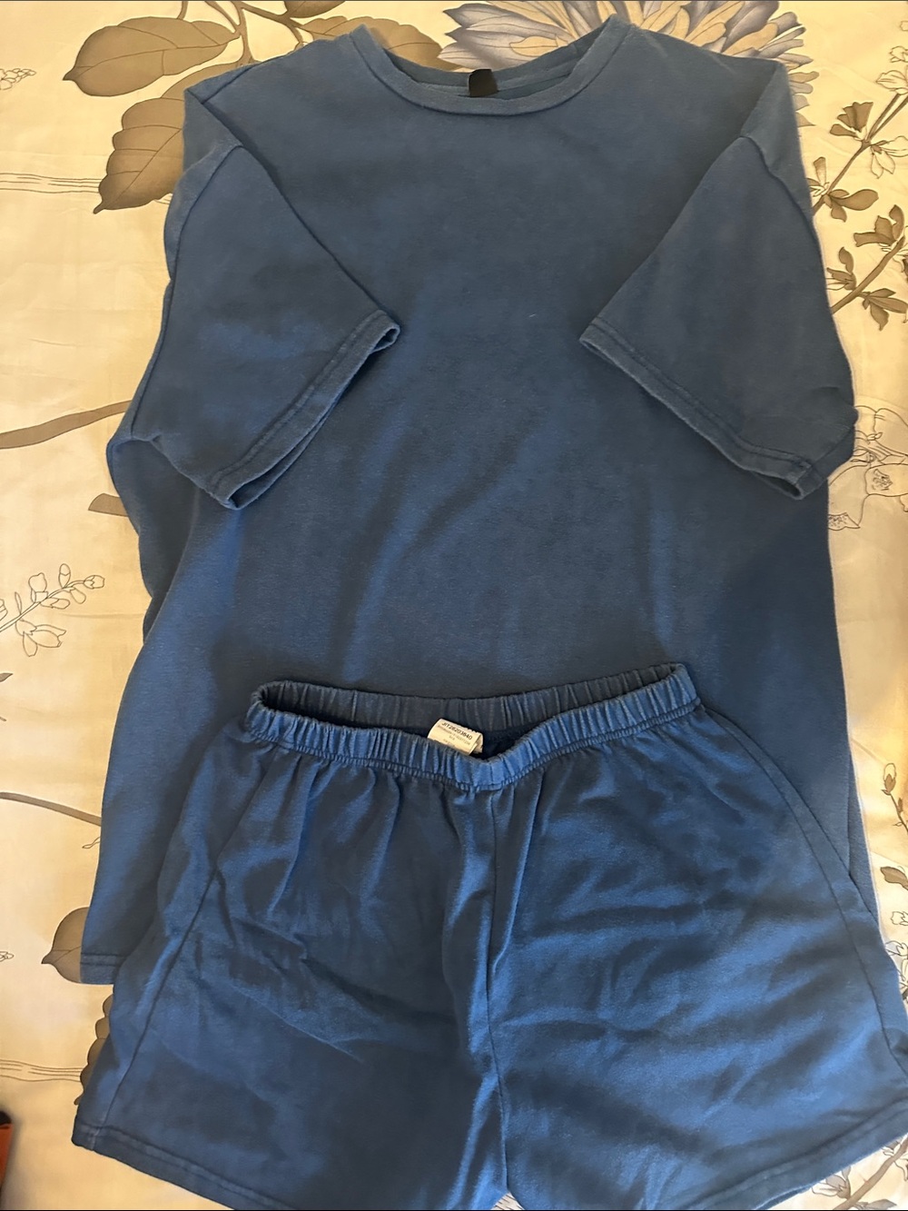 SHEIN Blue Short Sleeve Cotton Pajama Set